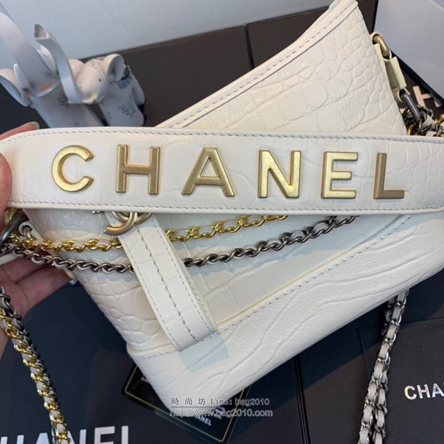 Chanel女包 91810 2019新款 Chanel Gabrielle鱷魚流浪包 皮裹鏈條 香奈爾肩背包 香奈兒流浪包  djc2620